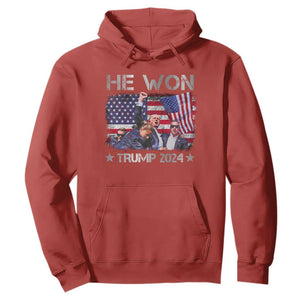 Trump Won 2024 Hoodie He Won President 47th American Flag TS10 Red Print Your Wear