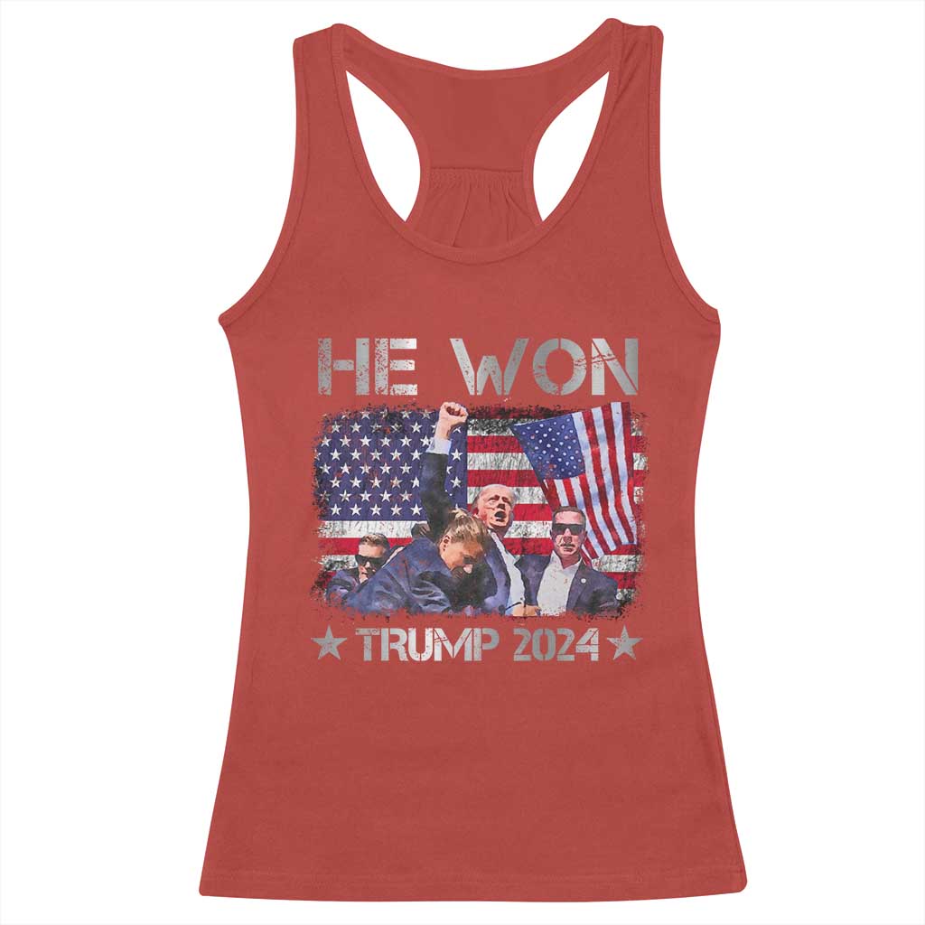 Trump Won 2024 Racerback Tank Top He Won President 47th American Flag TS10 Red Print Your Wear