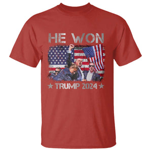 Trump Won 2024 T Shirt He Won President 47th American Flag TS10 Red Print Your Wear