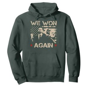 Trump Vance We Won 2024 Hoodie Victory President 47 American Flag TS10 Dark Forest Green Print Your Wear