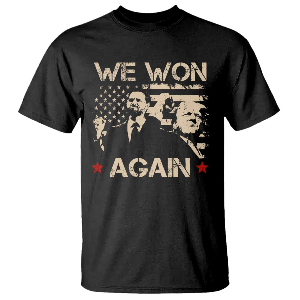 Trump Vance We Won 2024 T Shirt Victory President 47 American Flag TS10 Black Print Your Wear