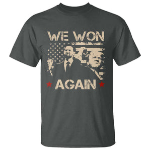 Trump Vance We Won 2024 T Shirt Victory President 47 American Flag TS10 Dark Heather Print Your Wear