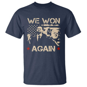 Trump Vance We Won 2024 T Shirt Victory President 47 American Flag TS10 Navy Print Your Wear