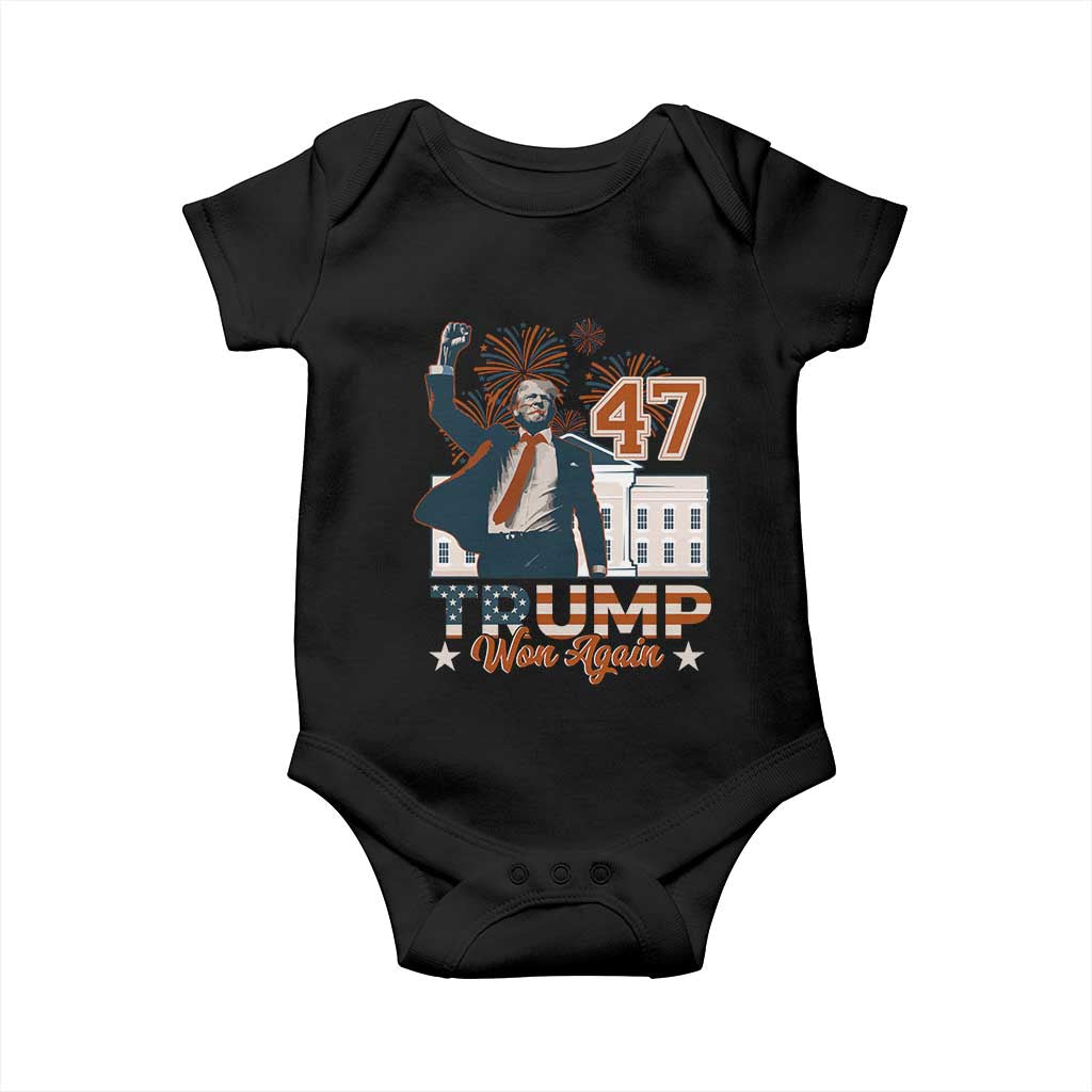 Trump Won 2024 Baby Onesie 45 47Th President White House Usa Flag TS10 Black Print Your Wear