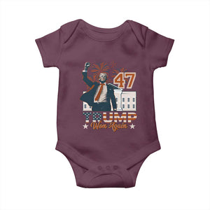 Trump Won 2024 Baby Onesie 45 47Th President White House Usa Flag TS10 Maroon Print Your Wear