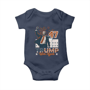 Trump Won 2024 Baby Onesie 45 47Th President White House Usa Flag TS10 Navy Print Your Wear