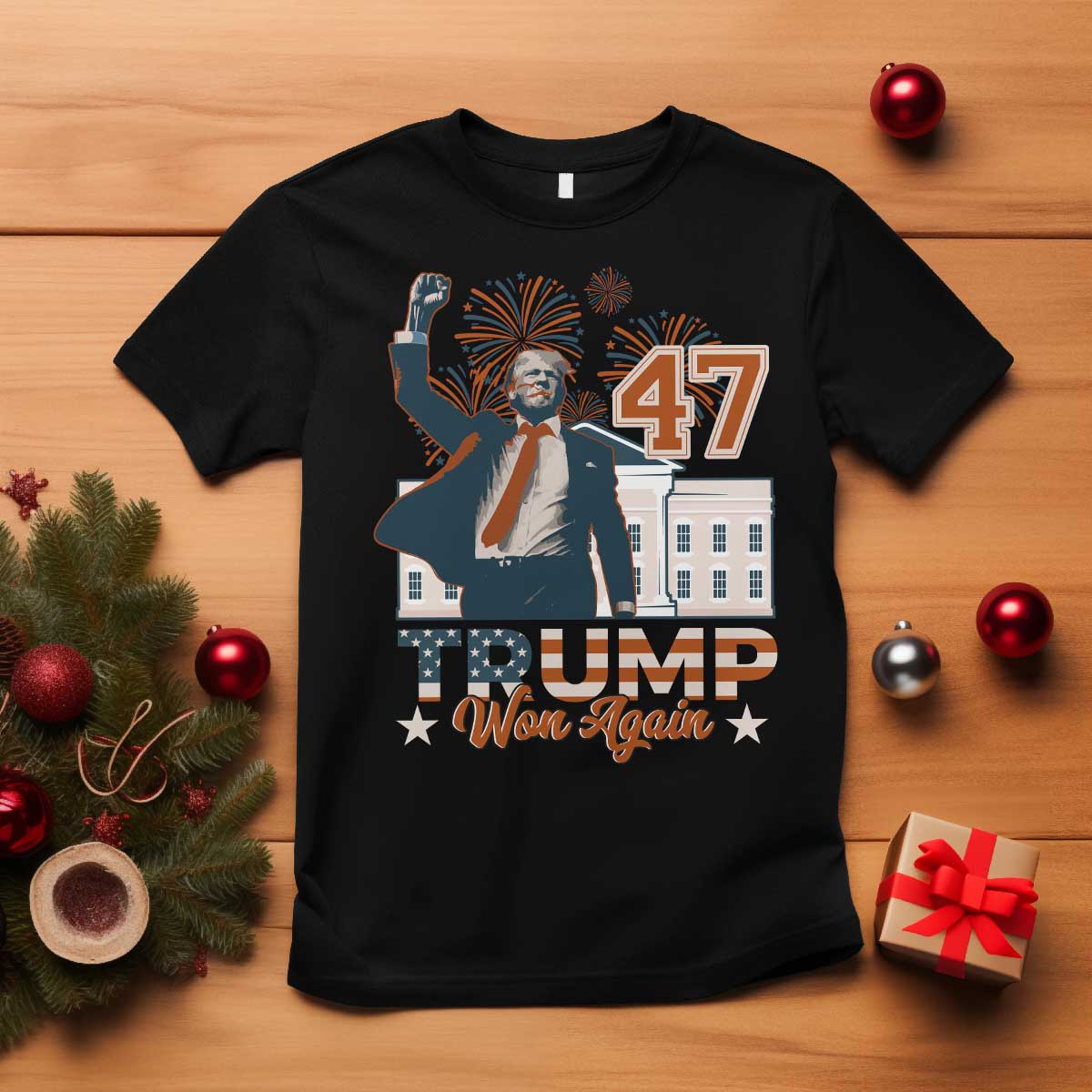 Trump Won 2024 T Shirt 45 47Th President White House Usa Flag TS10 Black Print Your Wear