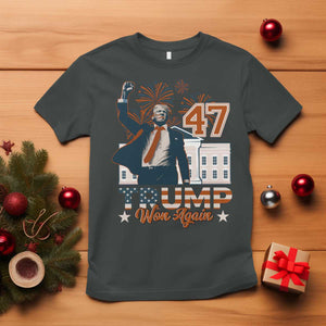 Trump Won 2024 T Shirt 45 47Th President White House Usa Flag TS10 Dark Heather Print Your Wear