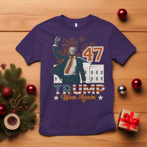 Trump Won 2024 T Shirt 45 47Th President White House Usa Flag TS10 Purple Print Your Wear