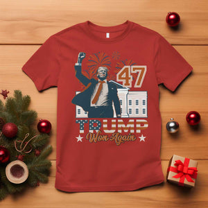 Trump Won 2024 T Shirt 45 47Th President White House Usa Flag TS10 Red Print Your Wear