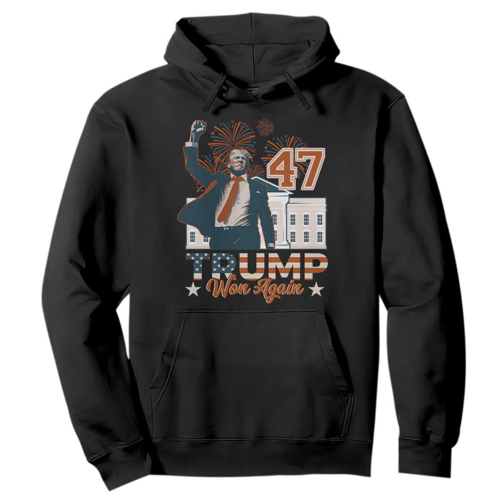 Trump Won 2024 Hoodie 45 47Th President White House Usa Flag TS10 Black Print Your Wear