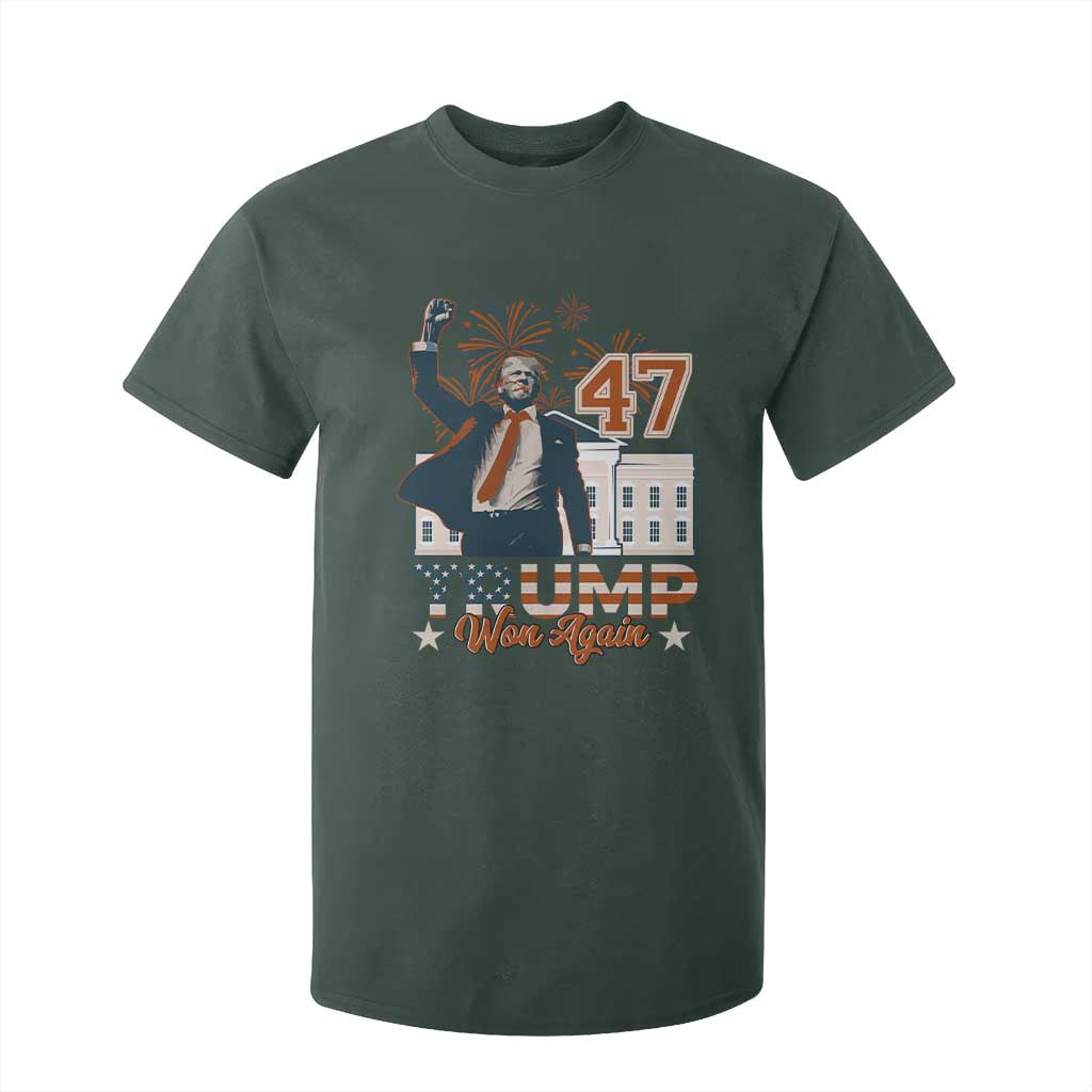 Trump Won 2024 T Shirt For Kid 45 47Th President White House Usa Flag TS10 Dark Forest Green Print Your Wear