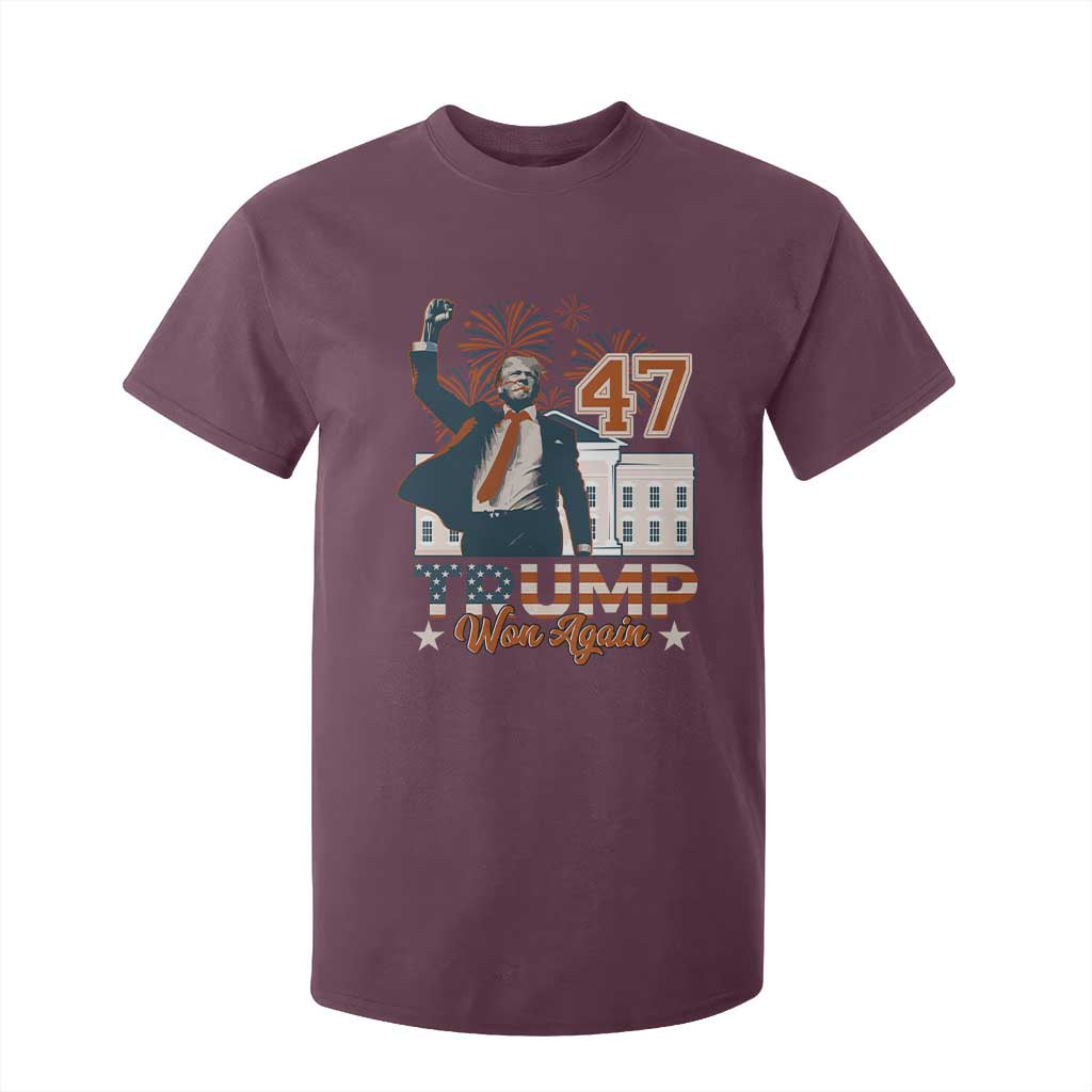 Trump Won 2024 T Shirt For Kid 45 47Th President White House Usa Flag TS10 Maroon Print Your Wear