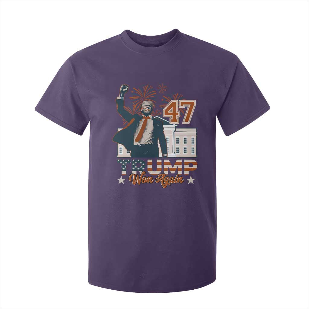Trump Won 2024 T Shirt For Kid 45 47Th President White House Usa Flag TS10 Purple Print Your Wear