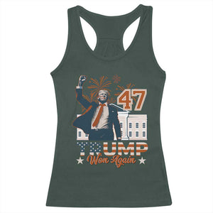Trump Won 2024 Racerback Tank Top 45 47Th President White House Usa Flag TS10 Dark Forest Green Print Your Wear