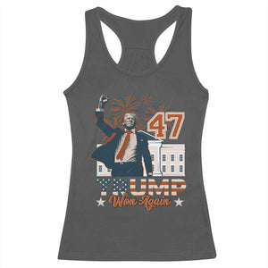 Trump Won 2024 Racerback Tank Top 45 47Th President White House Usa Flag TS10 Dark Heather Print Your Wear