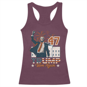 Trump Won 2024 Racerback Tank Top 45 47Th President White House Usa Flag TS10 Maroon Print Your Wear
