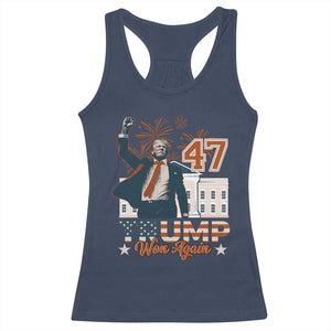 Trump Won 2024 Racerback Tank Top 45 47Th President White House Usa Flag TS10 Navy Print Your Wear