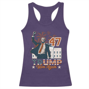 Trump Won 2024 Racerback Tank Top 45 47Th President White House Usa Flag TS10 Purple Print Your Wear