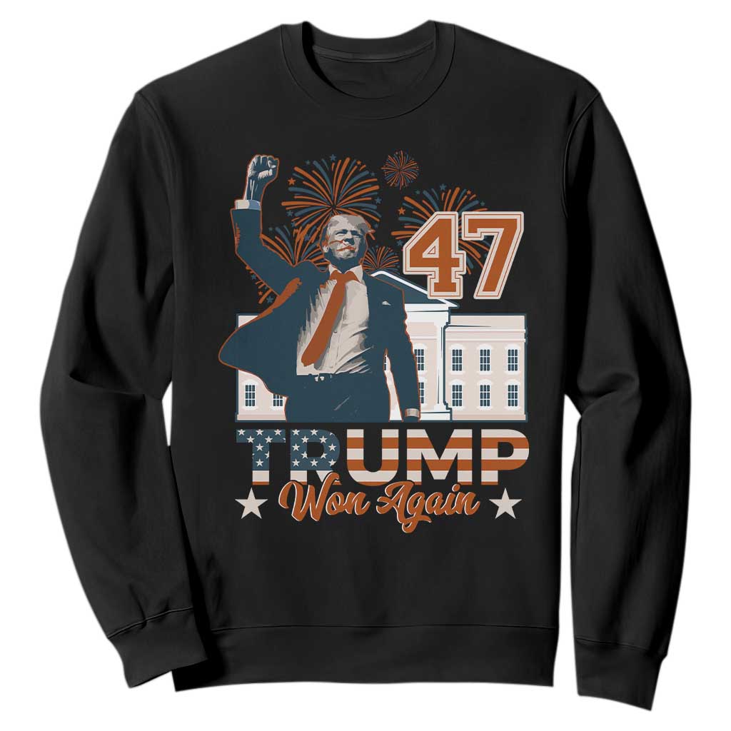 Trump Won 2024 Sweatshirt 45 47Th President White House Usa Flag TS10 Black Print Your Wear