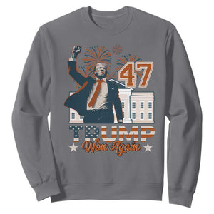 Trump Won 2024 Sweatshirt 45 47Th President White House Usa Flag TS10 Charcoal Print Your Wear