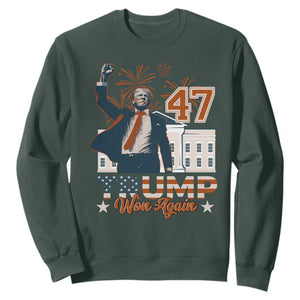 Trump Won 2024 Sweatshirt 45 47Th President White House Usa Flag TS10 Dark Forest Green Print Your Wear