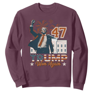 Trump Won 2024 Sweatshirt 45 47Th President White House Usa Flag TS10 Maroon Print Your Wear