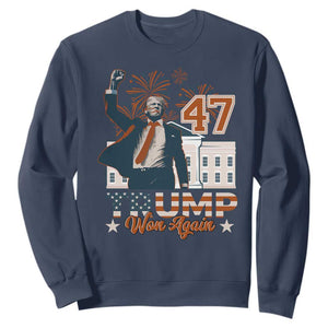 Trump Won 2024 Sweatshirt 45 47Th President White House Usa Flag TS10 Navy Print Your Wear
