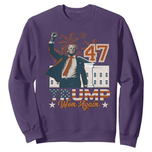 Trump Won 2024 Sweatshirt 45 47Th President White House Usa Flag TS10 Purple Print Your Wear