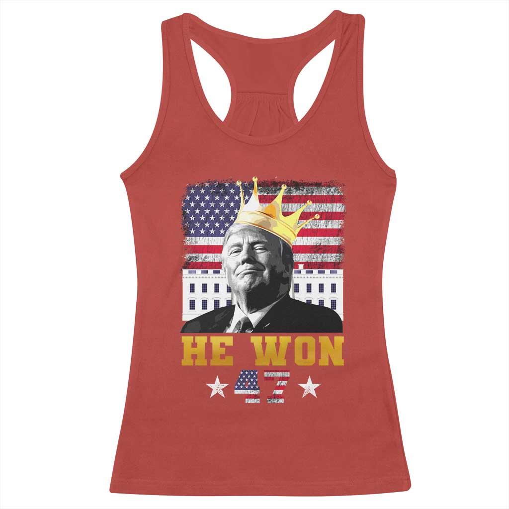 Trump Won 2024 Racerback Tank Top He Won President 47th Of White HouseAmerican Flag TS10 Red Print Your Wear