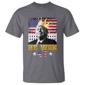 Trump Won 2024 T Shirt He Won President 47th Of White HouseAmerican Flag TS10 Charcoal Print Your Wear