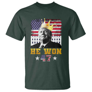 Trump Won 2024 T Shirt He Won President 47th Of White HouseAmerican Flag TS10 Dark Forest Green Print Your Wear