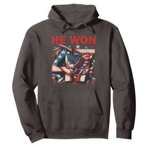 Trump Won Hoodie 47 President 2024 US Election Eagle American Flag TS10 Dark Chocolate Print Your Wear