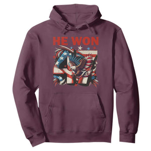 Trump Won Hoodie 47 President 2024 US Election Eagle American Flag TS10 Maroon Print Your Wear