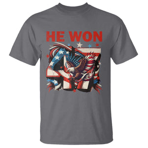 Trump Won T Shirt 47 President 2024 US Election Eagle American Flag TS10 Charcoal Print Your Wear