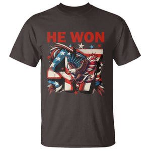 Trump Won T Shirt 47 President 2024 US Election Eagle American Flag TS10 Dark Chocolate Print Your Wear