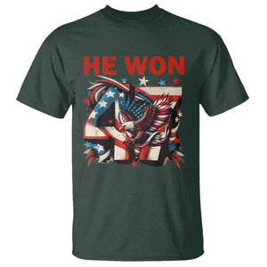 Trump Won T Shirt 47 President 2024 US Election Eagle American Flag TS10 Dark Forest Green Print Your Wear
