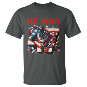 Trump Won T Shirt 47 President 2024 US Election Eagle American Flag TS10 Dark Heather Print Your Wear