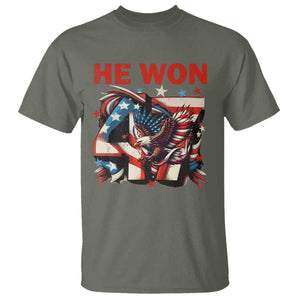 Trump Won T Shirt 47 President 2024 US Election Eagle American Flag TS10 Military Green Print Your Wear