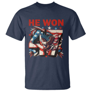 Trump Won T Shirt 47 President 2024 US Election Eagle American Flag TS10 Navy Print Your Wear