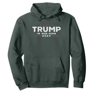Donald Trump 2024 Hoodie He Won Again TS10 Dark Forest Green Print Your Wear
