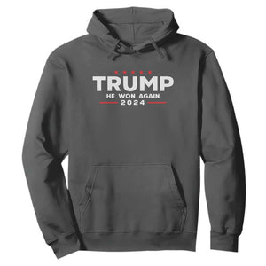 Donald Trump 2024 Hoodie He Won Again TS10 Dark Heather Print Your Wear