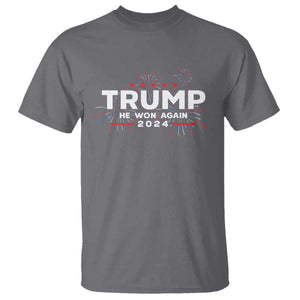 Trump 2024 T Shirt He Won Again TS10 Charcoal Print Your Wear
