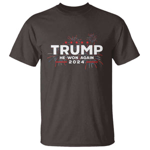 Trump 2024 T Shirt He Won Again TS10 Dark Chocolate Print Your Wear
