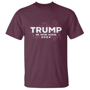 Trump 2024 T Shirt He Won Again TS10 Maroon Print Your Wear