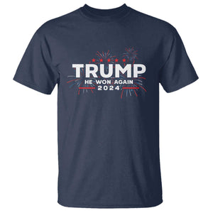Trump 2024 T Shirt He Won Again TS10 Navy Print Your Wear