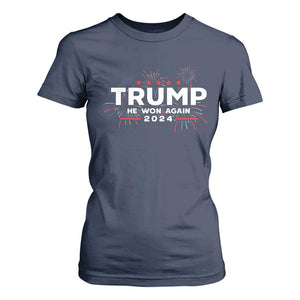 Trump 2024 T Shirt For Women He Won Again TS10 Navy Print Your Wear