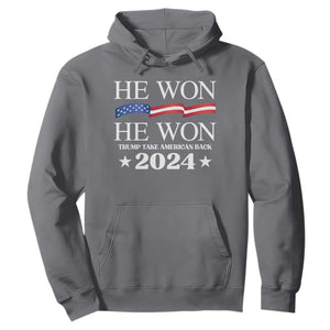 Trump 2024 Hoodie He Won Take American Back American Flag TS10 Charcoal Print Your Wear
