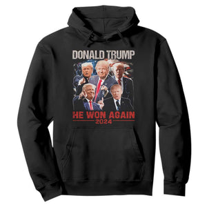 Donald Trump 2024 Hoodie He Won Again Retro 90s Flag TS10 Black Print Your Wear