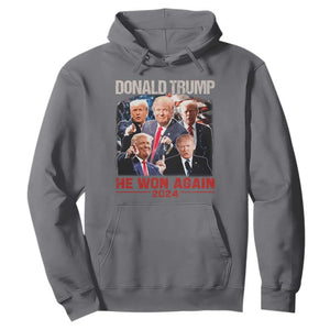 Donald Trump 2024 Hoodie He Won Again Retro 90s Flag TS10 Charcoal Print Your Wear